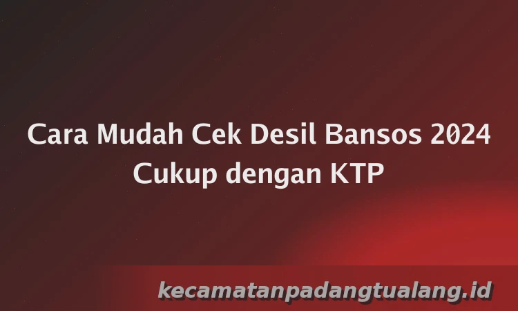 Cara Mudah Cek Desil Bansos 2024 Cukup dengan KTP