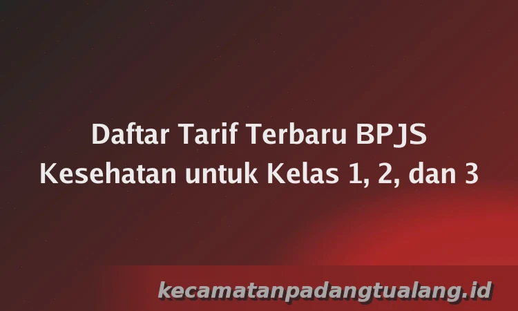 Daftar Tarif Terbaru BPJS Kesehatan untuk Kelas 1, 2, dan 3