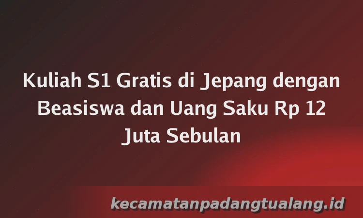 Kuliah S1 Gratis di Jepang dengan Beasiswa dan Uang Saku Rp 12 Juta Sebulan