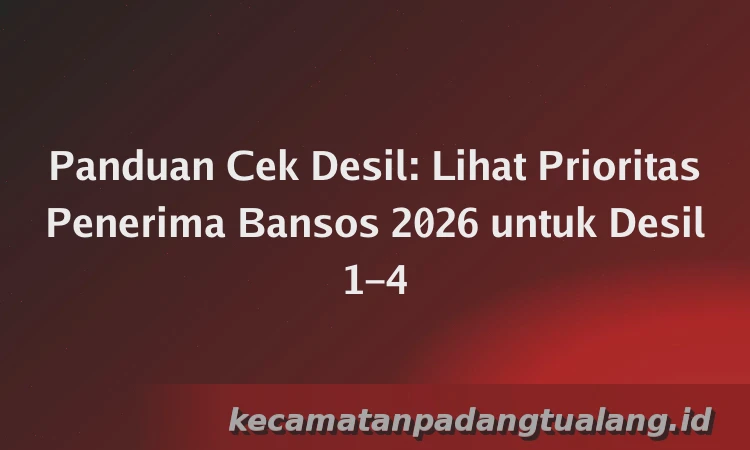 Panduan Cek Desil: Lihat Prioritas Penerima Bansos 2026 untuk Desil 1–4