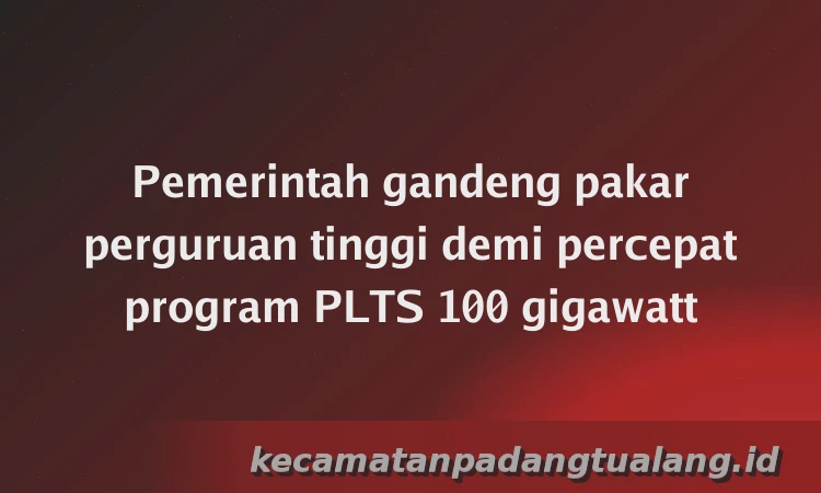 Pemerintah gandeng pakar perguruan tinggi demi percepat program PLTS 100 gigawatt