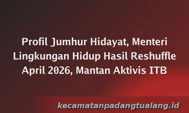 Profil Jumhur Hidayat, Menteri Lingkungan Hidup Hasil Reshuffle April 2026, Mantan Aktivis ITB